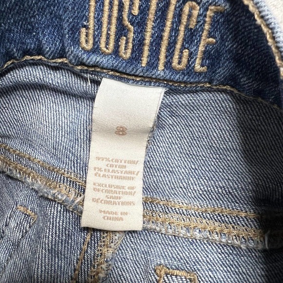 Girls Justice Straight Blue Distressed Ripped Jeans Medium Wash Size 8 - Picture 6 of 10